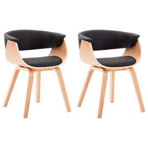 vidaXL Jed&aacute;lensk&eacute; stoličky 2 ks čierne oh&yacute;ban&eacute; drevo a umel&aacute; koža