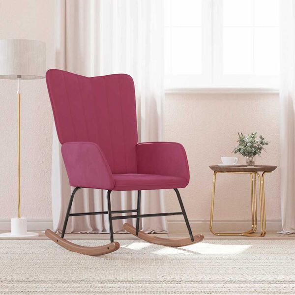 vidaXL Hojdacie kreslo, vínovo červené, zamatové