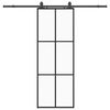 vidaXL Posuvn&eacute; dvere s kovan&iacute;m čierne 76x205 cm ESG sklo
