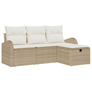 vidaXL S&uacute;prava z&aacute;hradn&yacute;ch pohoviek s vank&uacute;&scaron;om 4 pcs B&eacute;žov&aacute; Poly ratan
