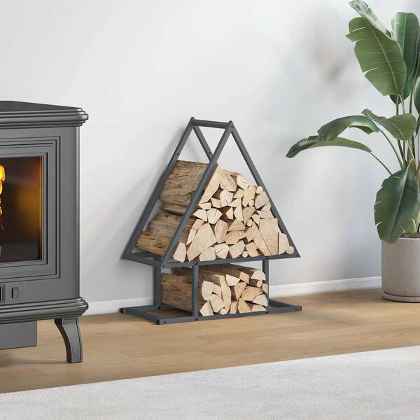 vidaXL Stojan na palivové drevo antracit oceľ valcovaná za studena