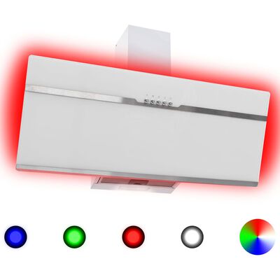 vidaXL RGB Nástenný digestor s LED 90 cm nehrdzavejúca oceľ a tvrdené sklo
