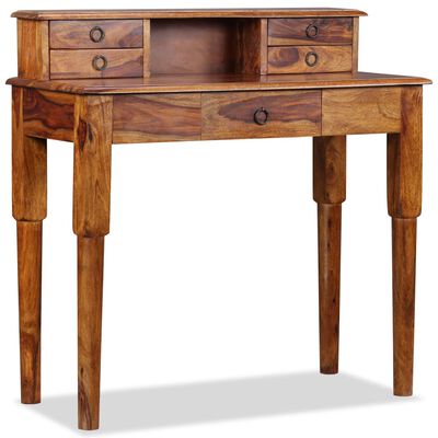 vidaXL Písací stôl zo sheesamového dreva s 5 zásuvkami, 90x40x90 cm