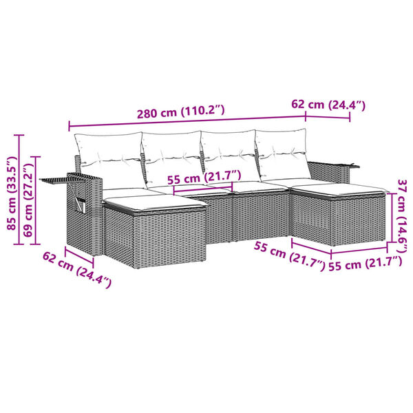 vidaXL 6-dielna z&aacute;hradn&aacute; sedacia s&uacute;prava s podložkami svetlosiv&aacute;