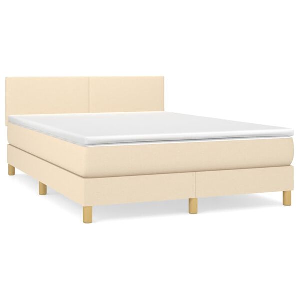 vidaXL Boxspring posteľ s matracom kr&eacute;mov&yacute; 140x190 cm l&aacute;tka