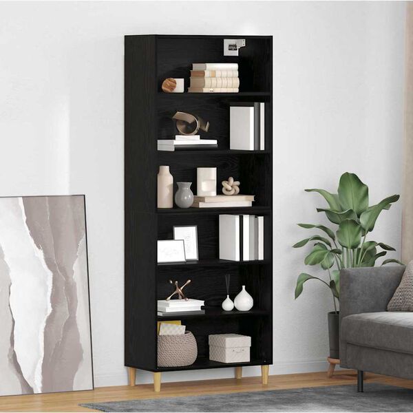 vidaXL Highboard Čierny dub 69,5 x 32,5 x 180 cm Kompozitn&eacute; drevo