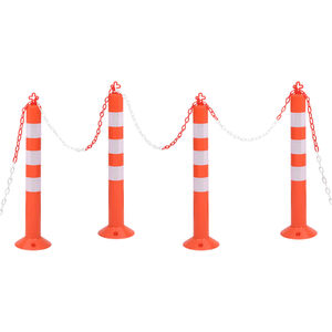 vidaXL Dopravn&eacute; stĺpiky 4 ks s reťazou 75 cm PE
