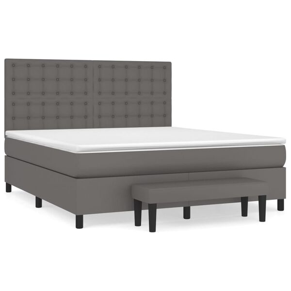 vidaXL Boxspring posteľ s matracom siv&aacute; 180x200 cm umel&aacute; koža