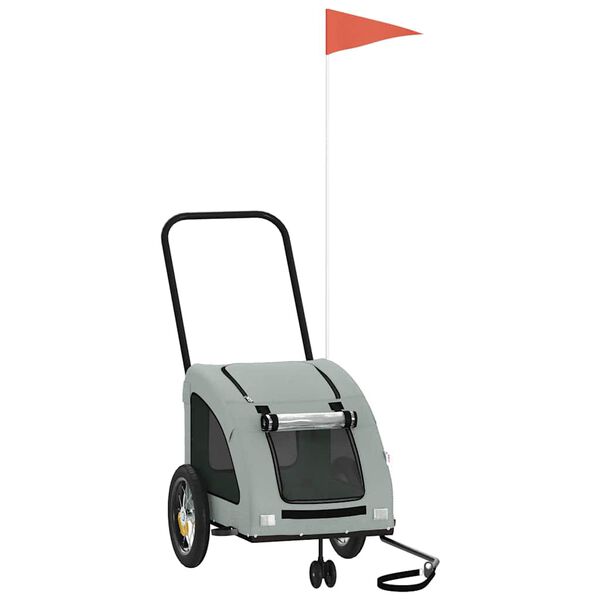 vidaXL Cyklovozík pre zvieratá, sivý, oxfordská látka, železo