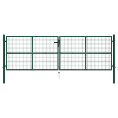 vidaXL Drôtená záhradná brána, oceľ 400x125 cm, zelená