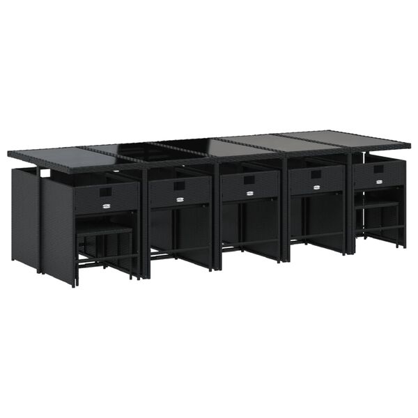 vidaXL 15-dielna z&aacute;hr. jed&aacute;lensk&aacute; s&uacute;prava s vank&uacute;&scaron;mi čierna polyratan