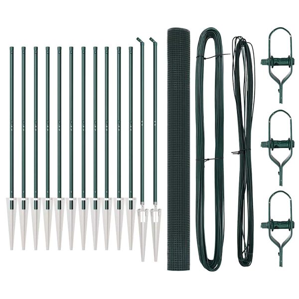 vidaXL Plot s stĺpmi Zelen&aacute; 1.5 x 25 m Oceľ