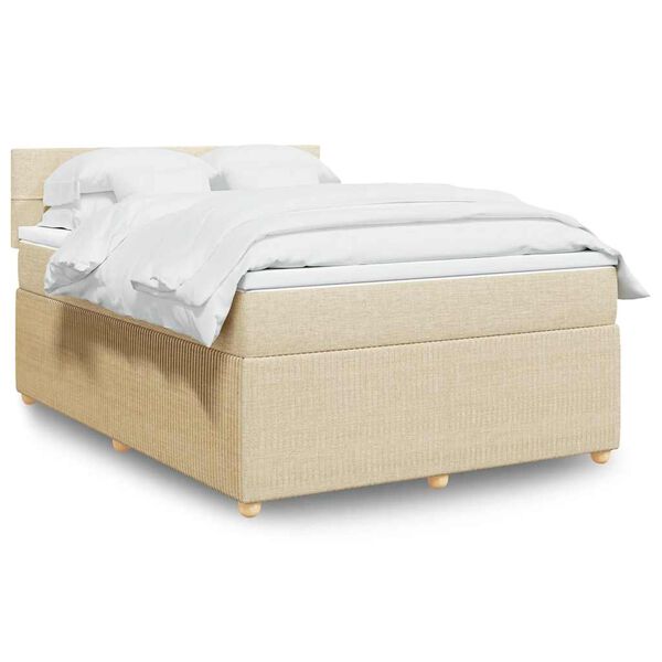 vidaXL Boxspring posteľ s matracom kr&eacute;mov&yacute; 140x190 cm l&aacute;tka