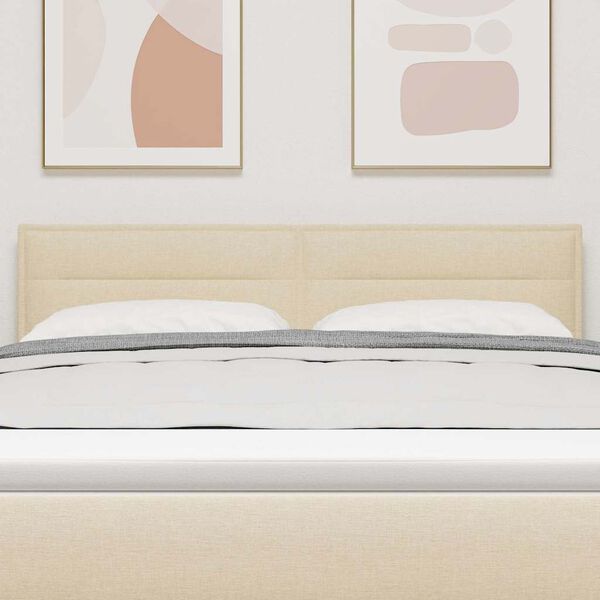 vidaXL LED hlavov&aacute; doska s čelnou doskou Kr&eacute;mov&aacute; 144 cm Polyester