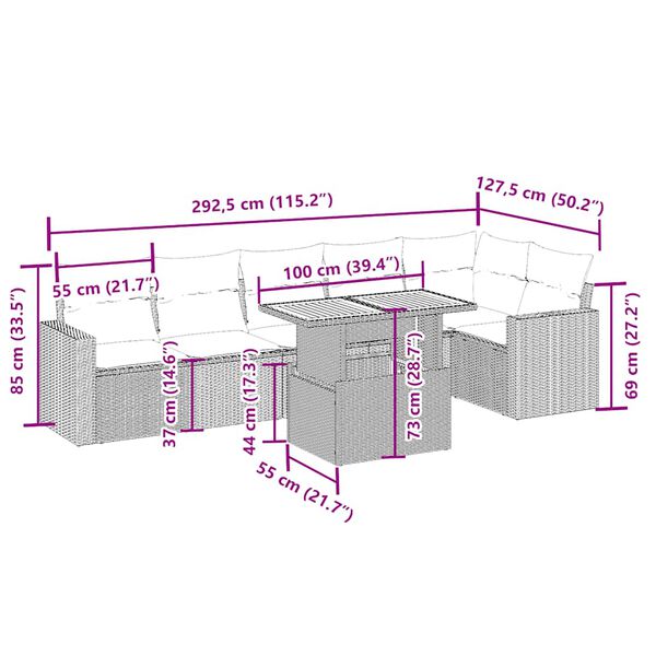 vidaXL 7-dielna z&aacute;hradn&aacute; sedacia s&uacute;prava a vank&uacute;&scaron;e b&eacute;žov&aacute; polyratan