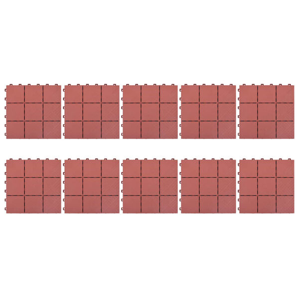 vidaXL Podlahov&eacute; dlaždice 10 ks, červen&eacute; 30,5x30,5 cm, plast