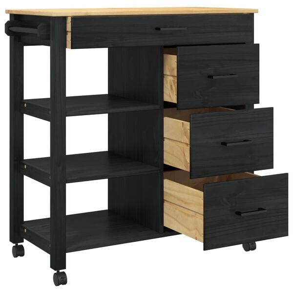 vidaXL Kuchynský vozík Čierna