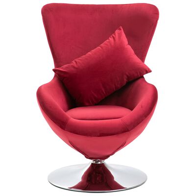 vidaXL Otočná stolička v tvare vajca s vankúšom červená zamatová