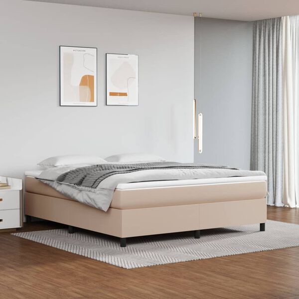 vidaXL Boxspring posteľ s matracom kapučínová 180x200 cm umelá koža