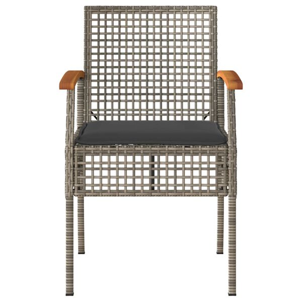 vidaXL 3-diel. bistro s&uacute;prava s vank&uacute;&scaron;mi siv&aacute; polyratan ak&aacute;ciov&eacute; drevo