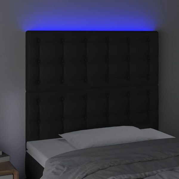 vidaXL Čelo postele s LED čierne 100x5x118/128 cm umel&aacute; koža