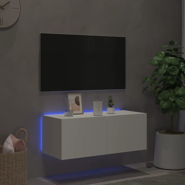 vidaXL TV n&aacute;stenn&aacute; skrinka s LED svetlami biela 80x35x31 cm