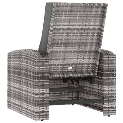 vidaXL Záhradná sklápacia stolička s vankúšmi sivá polyratan