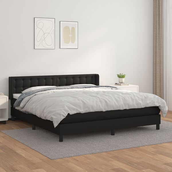 vidaXL Boxspring posteľ s matracom čierna 160x200 cm umel&aacute; koža
