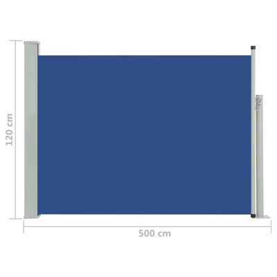 vidaXL Zaťahovacia bočná markíza na terasu 120x500 cm, modrá