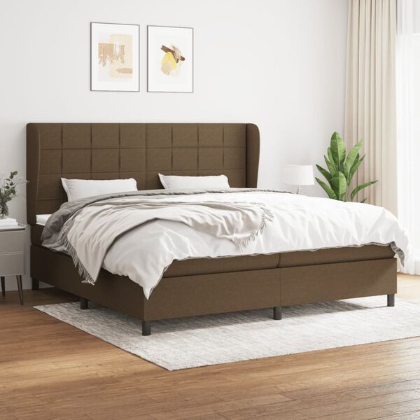 vidaXL Boxspring posteľ s matracom tmavohned&aacute; 200x200 cm l&aacute;tka