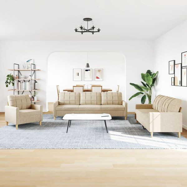 vidaXL 3-dielna sedacia s&uacute;prava kr&eacute;mov&aacute; l&aacute;tka