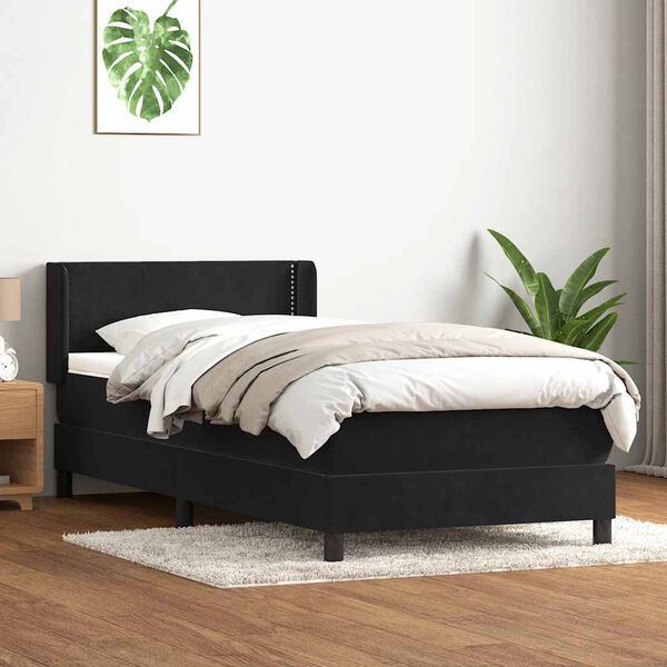 vidaXL Posteľn&yacute; r&aacute;m boxspring s matracom čierny 90x210 cm zamat