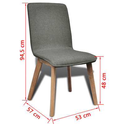 vidaXL Jedálenské stoličky 4 ks, svetlosivé, látka a dubový masív
