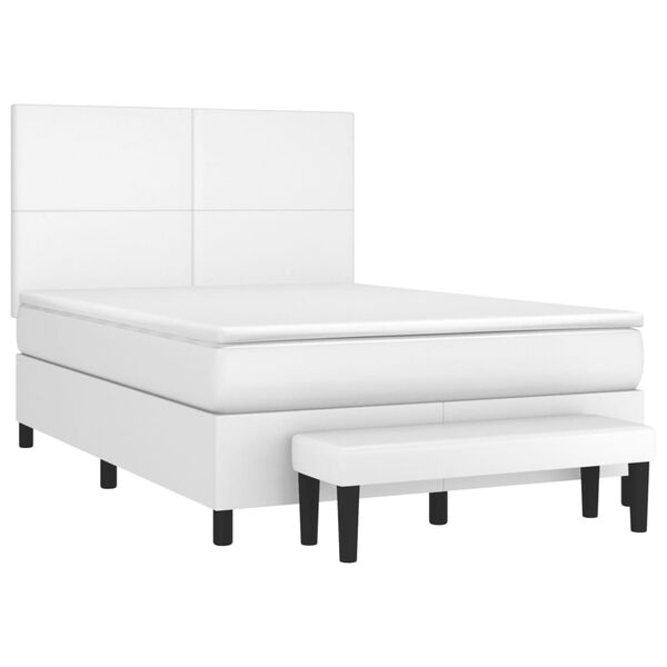 vidaXL Boxspring posteľ s matracom biela 140x200 cm umel&aacute; koža