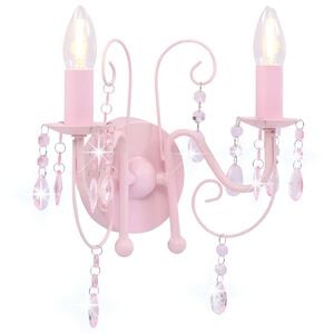 vidaXL N&aacute;stenn&aacute; lampa s kor&aacute;lkami ružov&aacute; 2 x žiarovka E14