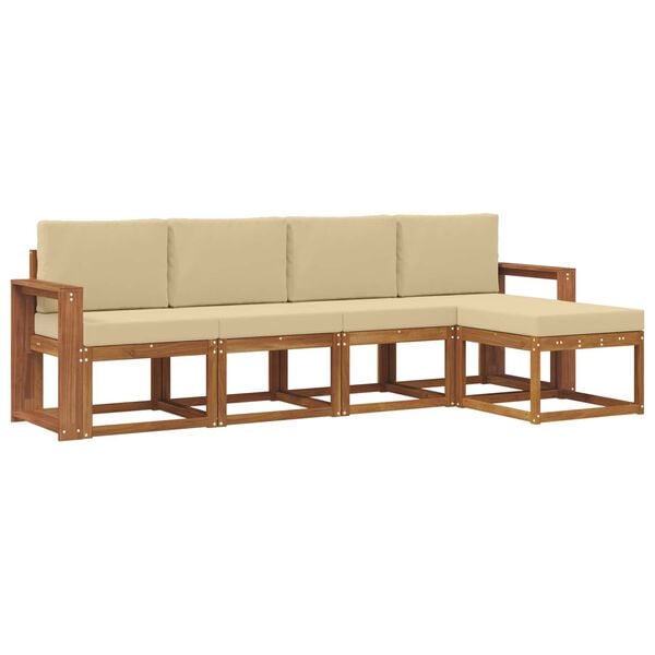 vidaXL Z&aacute;hradn&aacute; s&uacute;prava gaučov s vank&uacute;&scaron;om 5 pcs Pr&iacute;rodn&aacute; a b&eacute;žov&aacute;