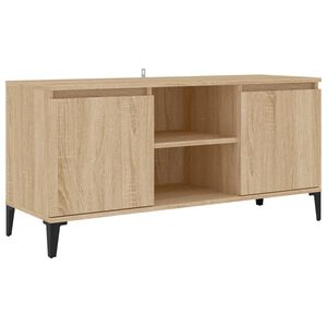 vidaXL TV stol&iacute;k kovov&eacute; nohy dub sonoma 103,5x35x50 cm