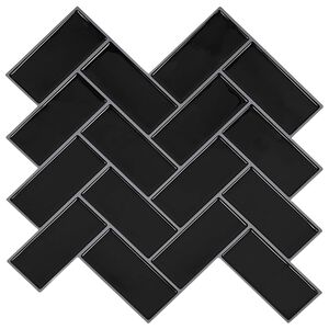 vidaXL Dlaždica herringbone 10 ks Čierna 30 x 30 cm Polyuret&aacute;n a PET