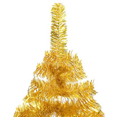 vidaXL Umelý vianočný stromček s podstavcom zlatý 120 cm PET