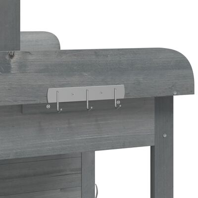 vidaXL Stôl na presádzanie so skrinkou sivý 110,5x45x124,5 cm jedľa
