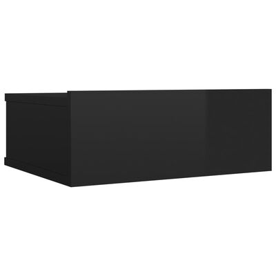 vidaXL Nástenný nočný stolík lesklý čierny 40x30x15cm kompozitné drevo