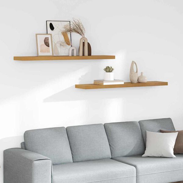 vidaXL Stenn&aacute; polica 2 pcs B&eacute;žov&aacute; 120 x 23,5 x 4 cm Kompozitn&eacute; drevo