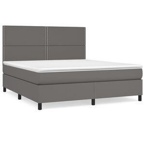 vidaXL Boxspring posteľ s matracom siv&aacute; 180x200 cm umel&aacute; koža