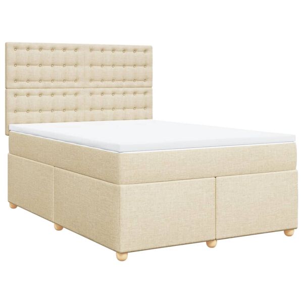 vidaXL Posteľn&yacute; r&aacute;m boxspring s matracom kr&eacute;mov&yacute; 160x200 cm l&aacute;tka