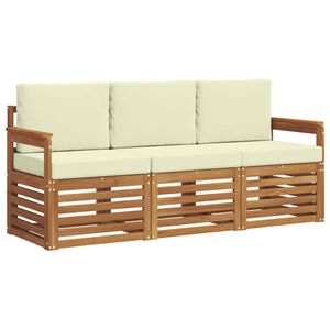 vidaXL S&uacute;pravy pohoviek 3 pcs Pr&iacute;rodn&aacute; a kr&eacute;mov&aacute; Pevn&eacute; ak&aacute;ciov&eacute; drevo