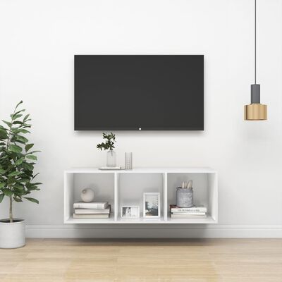 vidaXL Nástenná TV skrinka, biela 37x37x107 cm, kompozitné drevo