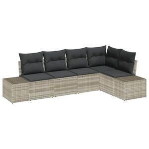 vidaXL S&uacute;prava z&aacute;hradn&yacute;ch pohoviek 5 pcs Svetlosiv&aacute; polyratan