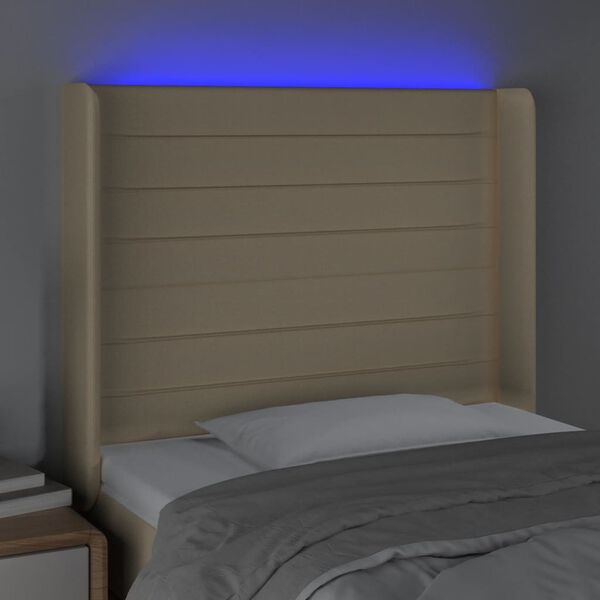 vidaXL Čelo postele s LED kr&eacute;mov&eacute; 83x16x118/128 cm l&aacute;tka