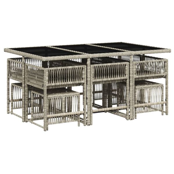 vidaXL 11-dielna z&aacute;hr. jed&aacute;lensk&aacute; s&uacute;prava vank&uacute;&scaron;e svetlosiv&aacute; polyratan