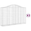 vidaXL Obl&uacute;kov&eacute; gabionov&eacute; ko&scaron;e 3 ks 200x30x120/140 cm pozink. železo